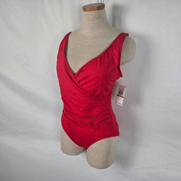 Michael Kors One Piece Swimsuit Women's 14 Red Cruise 2020 Crossover NWT - Picture 16 of 16